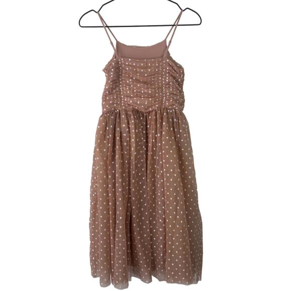 Noralee Girls Sz 10 Whitley Chiffon Embroidered Polkadot Dress in Apricot (1969) - Picture 2 of 6